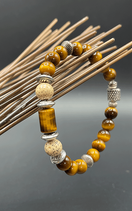 Serengeti - tiger eye with African beads and sterling silver