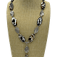 Drover' Long Black and White Agate Necklace