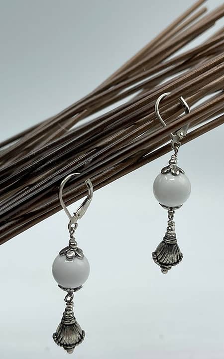 White Agate Drop Earrings