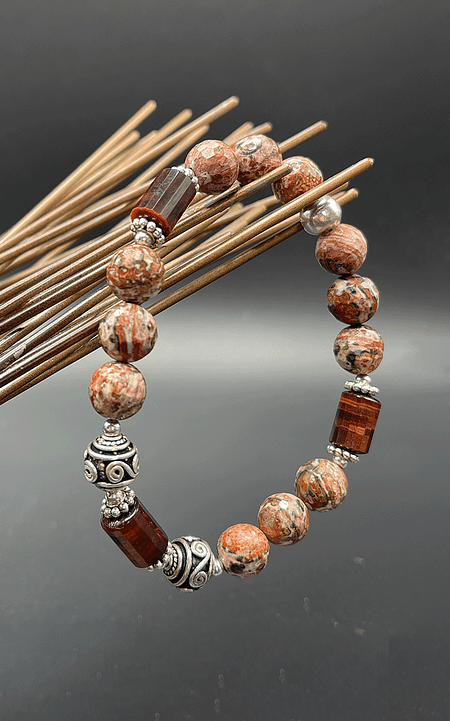 Serengeti - red jasper and tiger eye with Turkish and sterling silver
