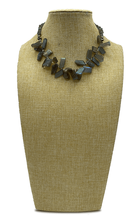 Ocean Floor Slender Labradorite Collar Necklace