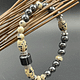 hematite, Dalmatian jasper and sterling silver bracelet